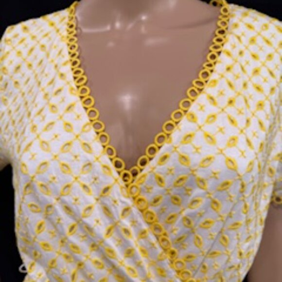 Gibson Latimer Cotton Midi Dress – Size M Yellow/White Embroidery Dress - Picture 4 of 9